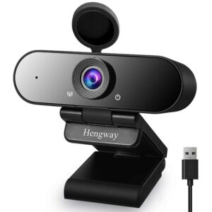 webcam with stereo microphone and privacy cover , full hd 1080p by usb terminal,110 ° wide-angle for conferencing, distance learning or meeting, video chatting ,calling, team gaming etc.,(black)