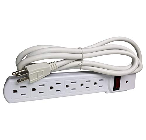 Surge Protector Power Strip - 6 Outlets, 10 Foot Cord - Universal Plug and Receptacles - Iron Box Part # IBX-6X1510