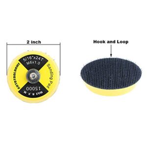 2 Inch/50mm Hook and Loop Sanding Pad Sanding Disc Replacement Pad with 1/8" Mandrel Drill Attachment 9 Pack