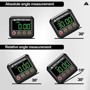 VOLCANOES CLUB Magnetic Digital Angle Finder Protractor Inclinometer - Mini Digital Level Angle Gauge - Fast & Stable Measurement Tool - Backlit Display & Big Number - Woodworking, Construction