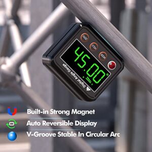 VOLCANOES CLUB Magnetic Digital Angle Finder Protractor Inclinometer - Mini Digital Level Angle Gauge - Fast & Stable Measurement Tool - Backlit Display & Big Number - Woodworking, Construction