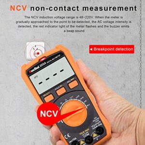 Ruoshui Auto Ranging Digital Multimeter,Electrical Voltmeter Measuring Voltage,Resistance,Temperature,Voltage Multi Tester with NCV Function Tests Current,Battery and Diode,205A