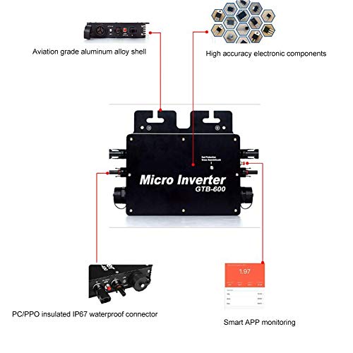600W Grid Tie Inverter,MPPT Solar Power Grid Tie Inverter,Pure Sine Waving Inverter,Aluminum Alloy Micro Inverter(AC110-130V)