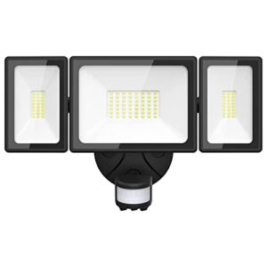 onforu 65w led security lights motion sensor light outdoor with remote control, dusk to dawn security lights, 3 modes, 6500lm, 6500k, ip65 waterproof flood light motion detector hardwired wall light