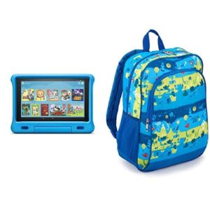 fire hd 10 kids tablet 32gb blue with amazon exclusive kids tablet backpack, layers