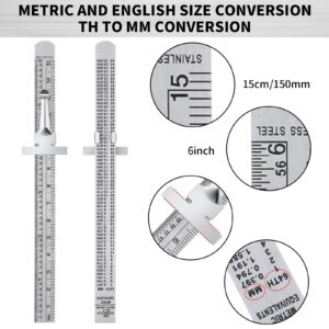 2 Pieces 6 Inch 15 cm Pocket Ruler Flexible Precision Stainless Steel Ruler with Detachable Clips Stainless Steel Pocket Clip Scale Gauge Ruler Metric British System