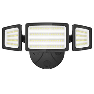 onforu 55w flood light outdoor, 5500lm super bright security lights switch controlled, 3 adjustable heads, ip65 waterproof, 6500k