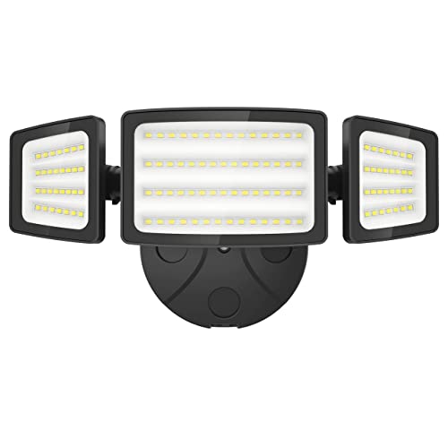 Onforu 55W Flood Light Outdoor, 5500LM Super Bright Security Lights Switch Controlled, 3 Adjustable Heads, IP65 Waterproof, 6500K