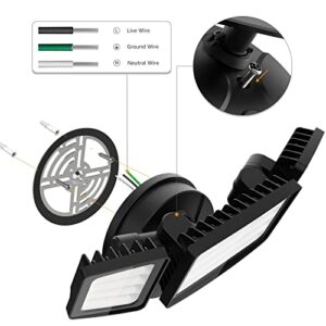 Onforu 55W Flood Light Outdoor, 5500LM Super Bright Security Lights Switch Controlled, 3 Adjustable Heads, IP65 Waterproof, 6500K