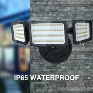 Onforu 55W Flood Light Outdoor, 5500LM Super Bright Security Lights Switch Controlled, 3 Adjustable Heads, IP65 Waterproof, 6500K