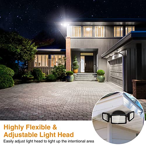 Onforu 55W Flood Light Outdoor, 5500LM Super Bright Security Lights Switch Controlled, 3 Adjustable Heads, IP65 Waterproof, 6500K