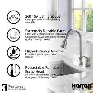 Karran Hillwood Single-Handle Two-Hole Pull-Down Sprayer Kitchen Faucet in Stainless Steel