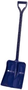 rocky mountain goods kids snow shovel - perfect sized snow shovel for kids age 3 to 12 - safer than metal snow shovels - extra strength single piece plastic bend proof design (1, blue)