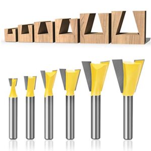 meihejia 1/4 inch shank dovetail router bit set - 6 sizes
