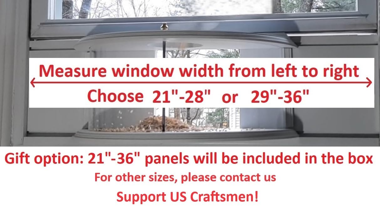 Amish Custom Made Indoor in-Window Bird Feeder, 180° Clear View In-House Feeder, Watch Wild Birds from The Comfort of Your Home - Easy-Fill (29"-36" Window Width)