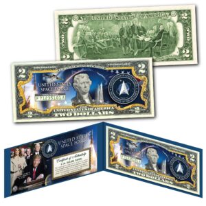 united states space force ussf 6th military branch authentic two-dollar collectible bill with certificate in display folio