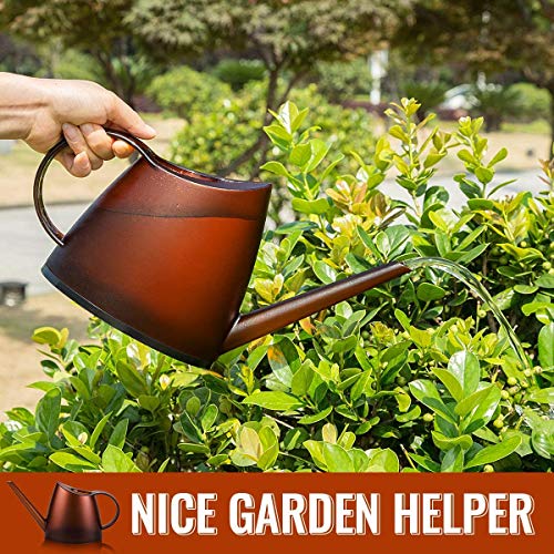 Kailemei Watering Can，Plastic Watering can Indoor Bonsai Plant Watering Long Spout Pot 40oz 1.4L 1/3 Gallon Small Modern Translucent Indoor and Outdoor Multicolor Watering Can(Tea red)