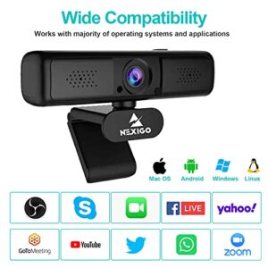 NexiGo N650 2K 4MP Zoomable Webcam with Privacy Cover & Dual Microphone, 3X Digital Zoom, 95-Degree Viewing, Quad HD Business USB Camera for Online Class, Zoom Skype Facetime OBS Teams