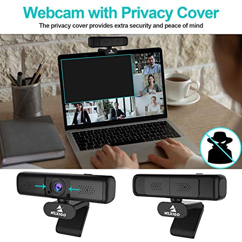 NexiGo N650 2K 4MP Zoomable Webcam with Privacy Cover & Dual Microphone, 3X Digital Zoom, 95-Degree Viewing, Quad HD Business USB Camera for Online Class, Zoom Skype Facetime OBS Teams