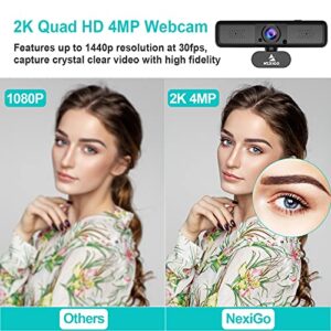 NexiGo N650 2K 4MP Zoomable Webcam with Privacy Cover & Dual Microphone, 3X Digital Zoom, 95-Degree Viewing, Quad HD Business USB Camera for Online Class, Zoom Skype Facetime OBS Teams