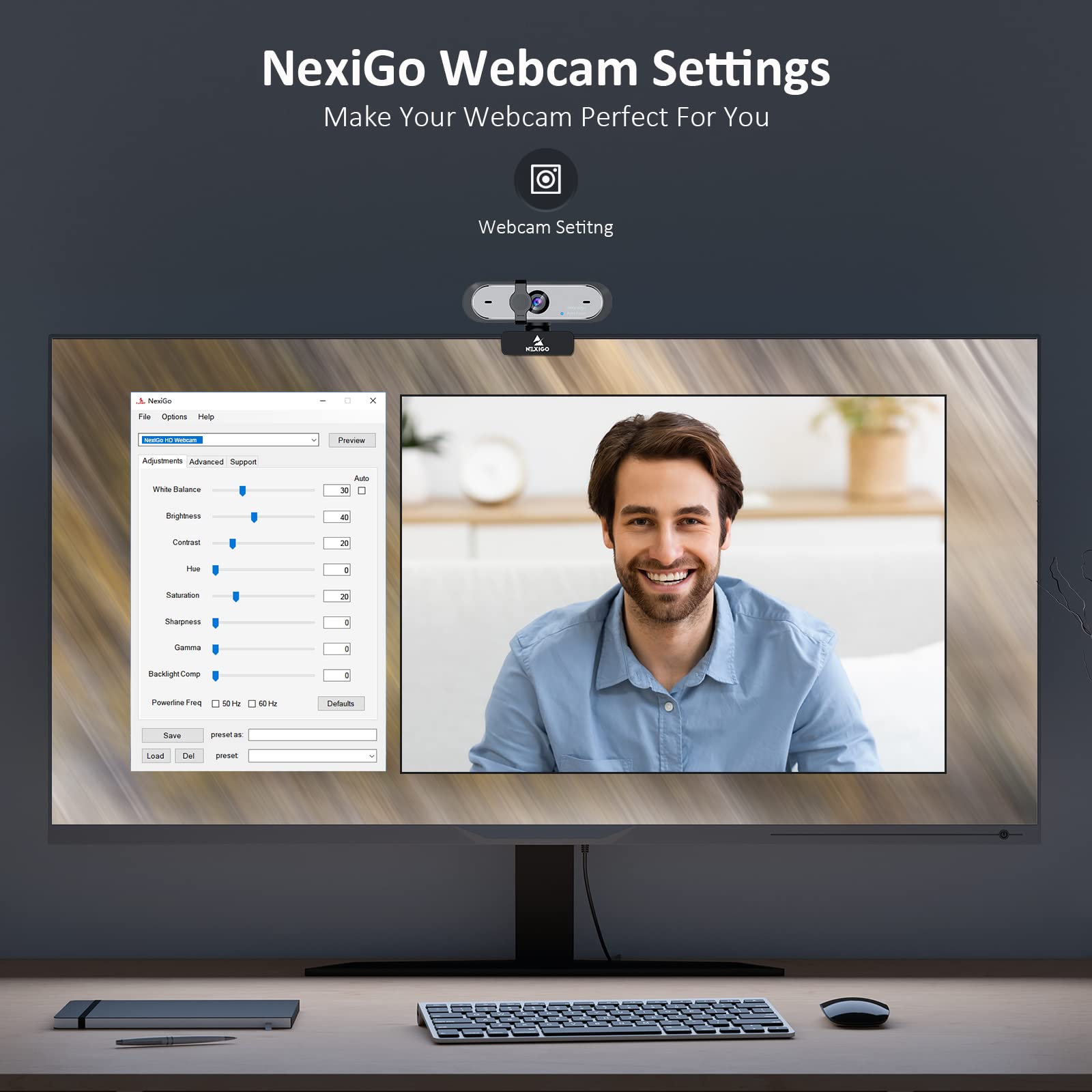 NexiGo N660P 1080P 60FPS Webcam with Software Control, Dual Microphone & Cover, Autofocus, HD USB Computer Web Camera, for OBS/Gaming/Zoom/Skype/FaceTime/Teams/Twitch