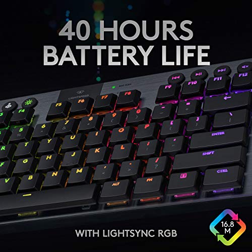 Logitech G915 TKL Tenkeyless Lightspeed RGB Mechanical Gaming Keyboard, Low Profile Switch Options, LIGHTSYNC RGB, Advanced Wireless and Bluetooth Support - Tactile (Renewed)