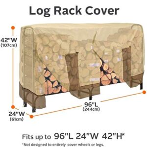 Greenf Firewood Rack Cover, Outdoor Log Rack Cover Waterproof, 420D Heavy Duty Firewood Rack Snow Protector with Durable Fabric Fits for 4 Seasons, L48xW26xH43 Inches (4 Feet)