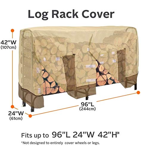 Greenf Firewood Rack Cover, Outdoor Log Rack Cover Waterproof, 420D Heavy Duty Firewood Rack Snow Protector with Durable Fabric Fits for 4 Seasons, L48xW26xH43 Inches (4 Feet)