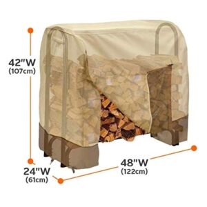 Greenf Firewood Rack Cover, Outdoor Log Rack Cover Waterproof, 420D Heavy Duty Firewood Rack Snow Protector with Durable Fabric Fits for 4 Seasons, L48xW26xH43 Inches (4 Feet)