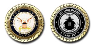 uss james madison ssbn-627 us navy submarine challenge coin - officially licensed