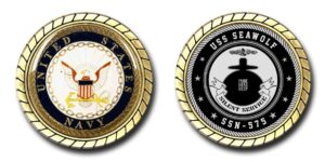 uss seawolf ssn-575 us navy submarine challenge coin - officially licensed