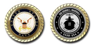 uss george c marshall ssbn-654 us navy submarine challenge coin - officially licensed