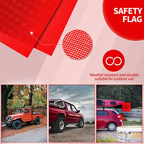 2 Pieces 18 x 18 Inch Safety Flags with Wire Loop Mesh Safety Flag Warning Flag Trailer Safety Flag for Truck and Pedestrian Crossings (Deep Red)