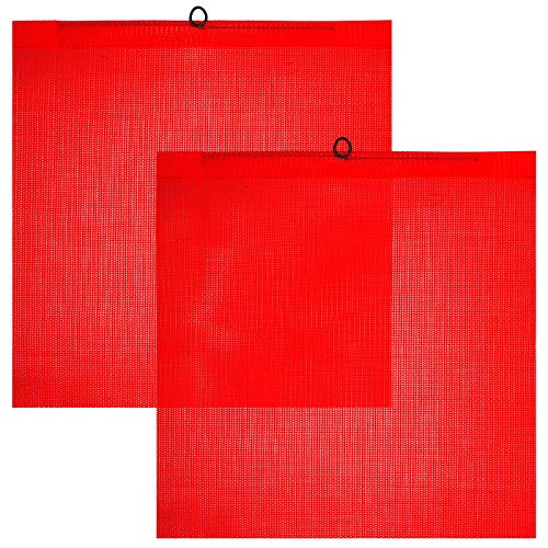 2 Pieces 18 x 18 Inch Safety Flags with Wire Loop Mesh Safety Flag Warning Flag Trailer Safety Flag for Truck and Pedestrian Crossings (Deep Red)