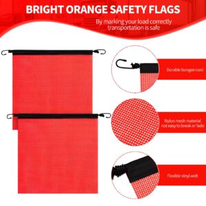 2 Pieces 18 x 18 Inch Hook Safety Warning Flag Mesh Safety Flag Warning Flag with Vinyl Welt and Bungee Cord for Truck and Pedestrian Crossings (Deep Red)