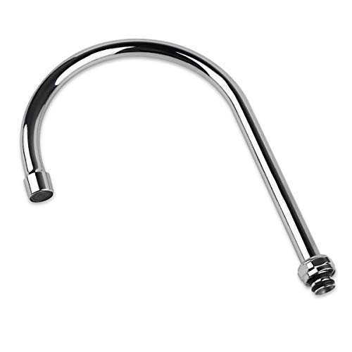 KWODE Gooseneck Swivel Spout 8 Inch Replacement Kit with Swing Nozzle for Commercial Kitchen Sink Faucet 360 Degree Stainless Steel Add-on Spout, Chrome Finish