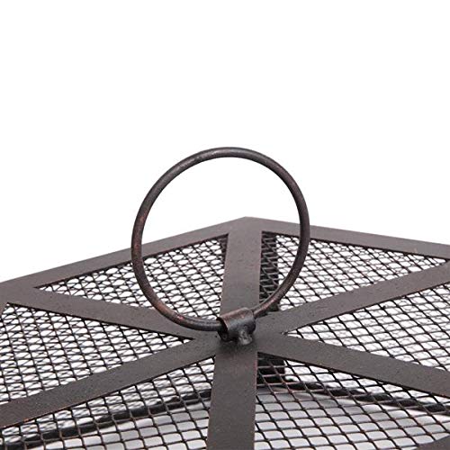 Outdoor 22" Hex Shaped Fire Pit Wood Burning w/Flame-Retardant Mesh Lid Fireplace Patio Backyard Steel Firepit Bowl Heater