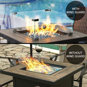BALI OUTDOORS Square Fire Pit Glass Wind Guard, Clear Tempered Wind Guard for Fire Pit Table, 18”x 18”x 6” Square Fire Table Accessory Shiled