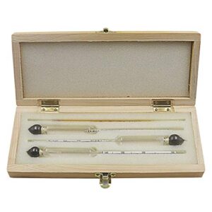 luosh 3 pieces alcohol meter hydrometer tester 0 to 100% with thermometer gadget case kit for all spirits/distillates, whiskey, brandy, vodka etc.