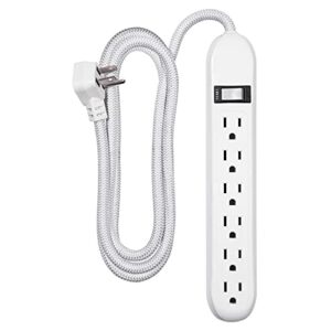 philips accessories philips, white, outlet strip, designer braided power, 6 ft extension cord, flat plug, perfect for home or office, sps3080wc/37