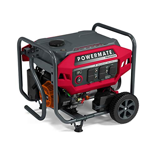 Powermate P0081300 PM4500E Gas-Powered Portable Generator - Reliable Power Supply - Solar Panel Compatible - Quiet Operation - Ideal for Home, Camping, RV - 49 State/CSA