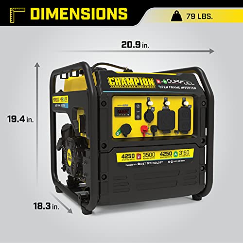 Champion Power Equipment 200914 4250-Watt Open Frame Inverter Generator, Dual Fuel Technology