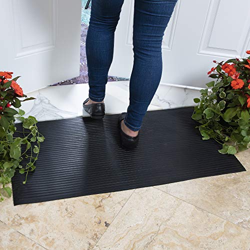 Sweet Home Stores Rubber Collection Multi-Purpose Rubberback Indoor/Outdoor Rubber Mat, 2' x 3', Black