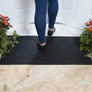 Sweet Home Stores Rubber Collection Multi-Purpose Rubberback Indoor/Outdoor Rubber Mat, 2' x 3', Black