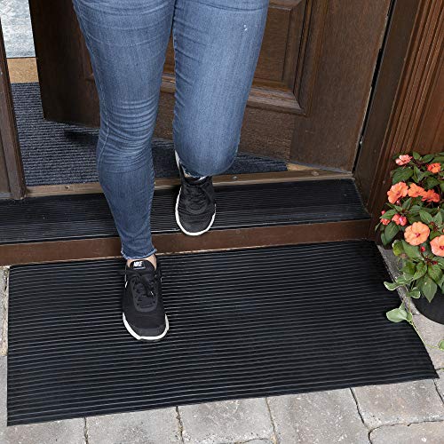 Sweet Home Stores Rubber Collection Multi-Purpose Rubberback Indoor/Outdoor Rubber Mat, 2' x 3', Black