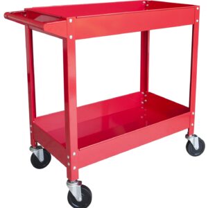 ROAD DAWG APTC304D Torin Steel Tool Service Push Cart with 2 Shelves and 150 lb Capacity, Red