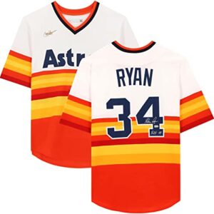 nolan ryan houston astros autographed rainbow mitchell & ness authentic jersey with "hof 99" inscription - autographed mlb jerseys