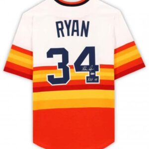 Nolan Ryan Houston Astros Autographed Rainbow Mitchell & Ness Authentic Jersey with "HOF 99" Inscription - Autographed MLB Jerseys