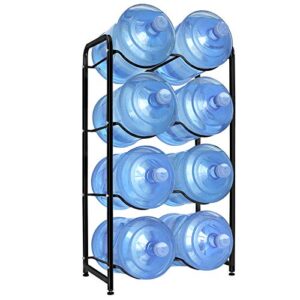 umorning 5 gallon water bottle holder, 4-tier water bottle rack for 8 bottles heavy duty detachable kitchen organization and storage shelf, black