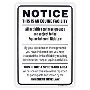 enjoyist equine liability sign, statute horse barn stable farm sign,- 10"x 14" - .040 aluminum reflective sign rust free aluminum-uv protected and weatherproof